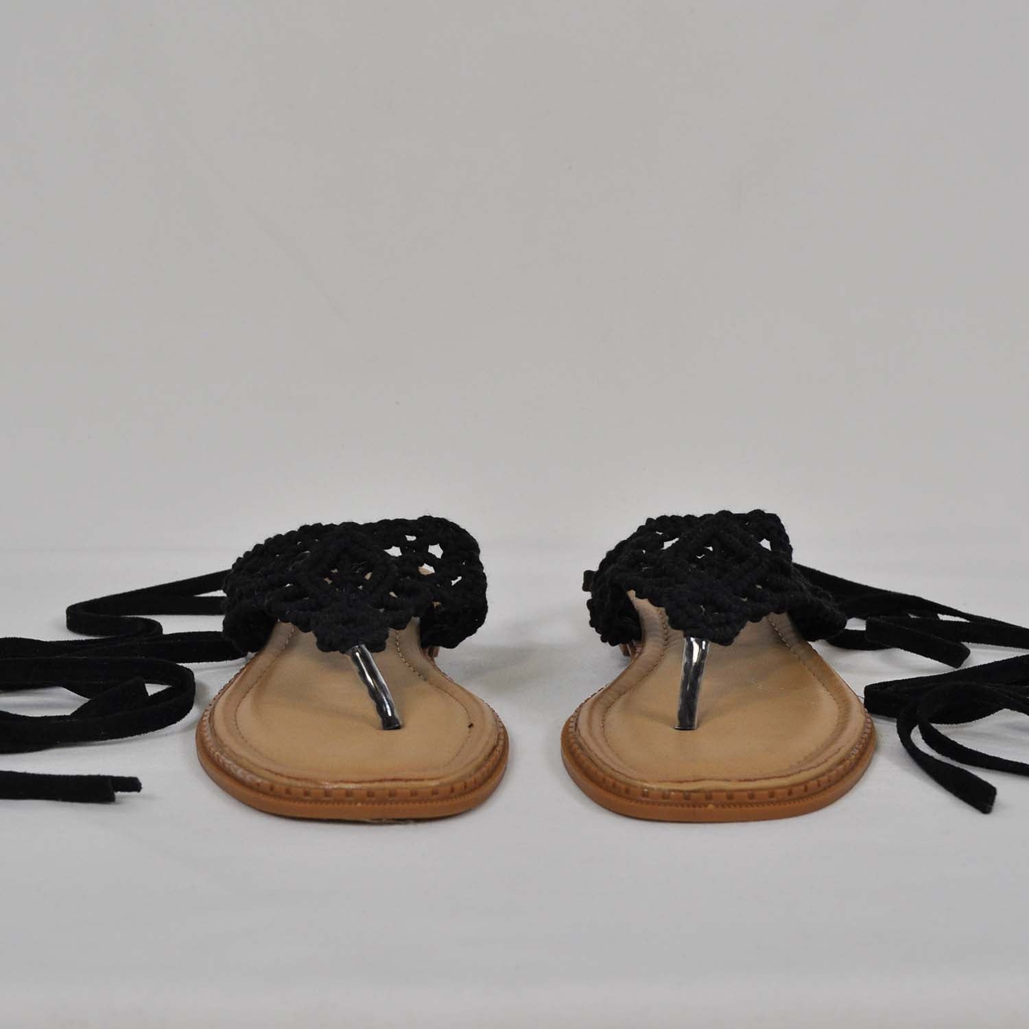 Sandalia crochet negra