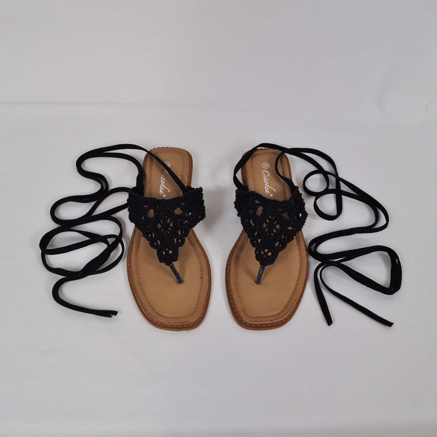 Black crochet sandal