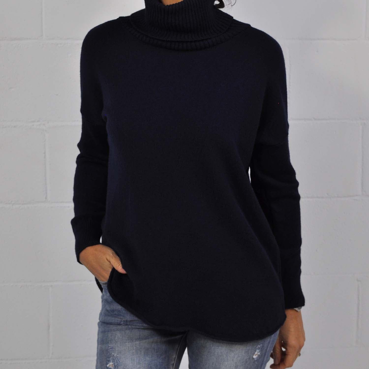 Blue knit look sweater