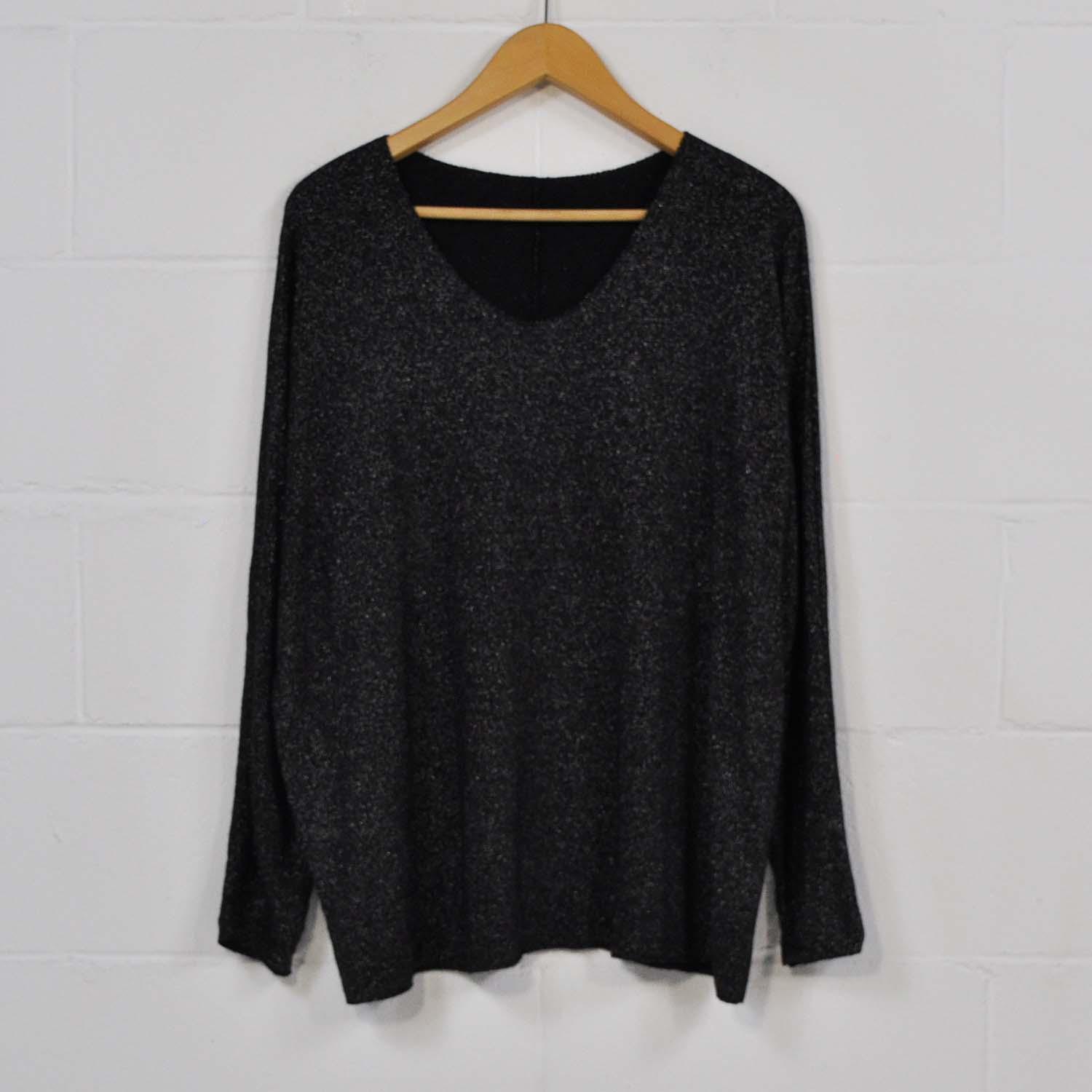 Pull-over en tricot brillant noir