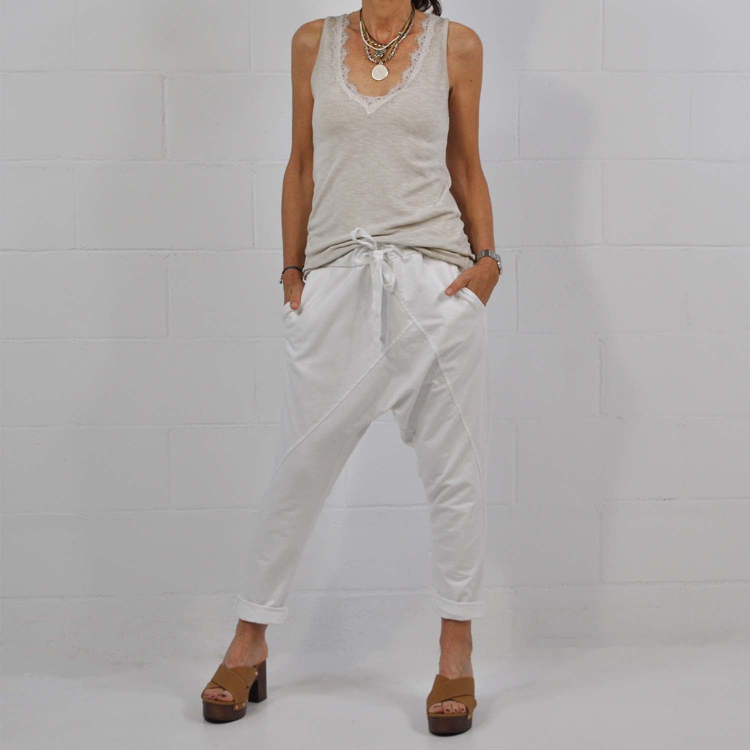 Pantalon Baggy couture blanc 
