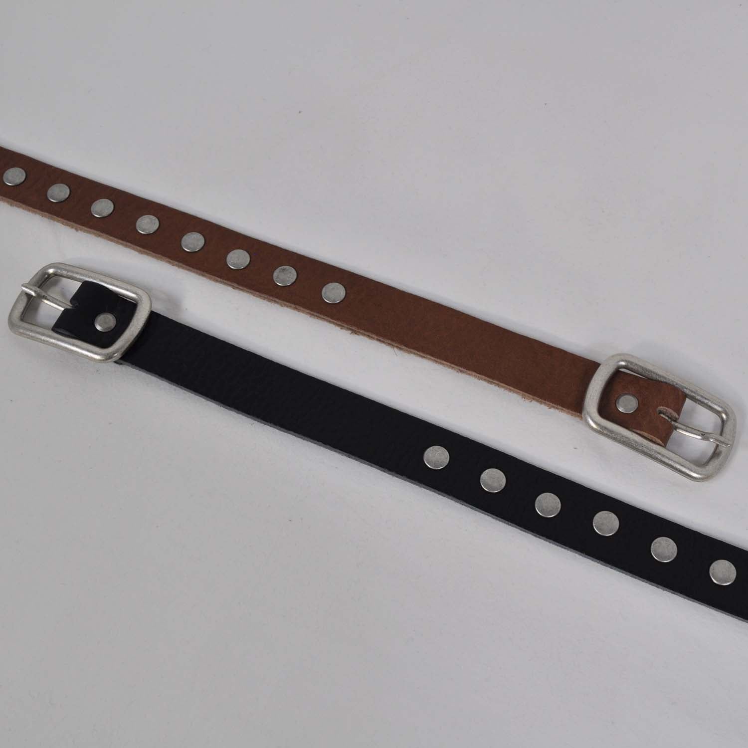 Brown narrow studded belt