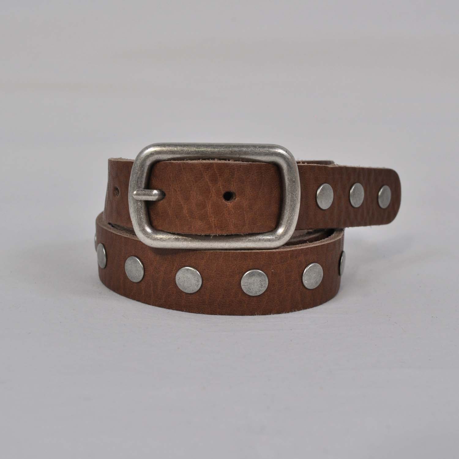 Brown narrow studded belt
