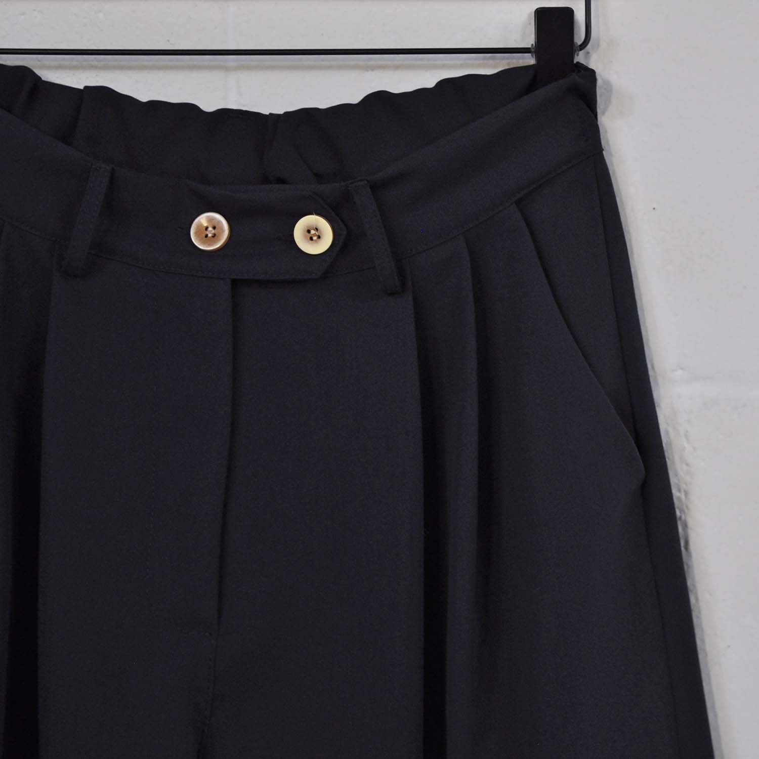Pantalon Femme Taille Haute Jambes Larges - 95% Polyester, 5% élasthanne - Pour Bureau Et Décontracté - Coupe Fluide - Noir