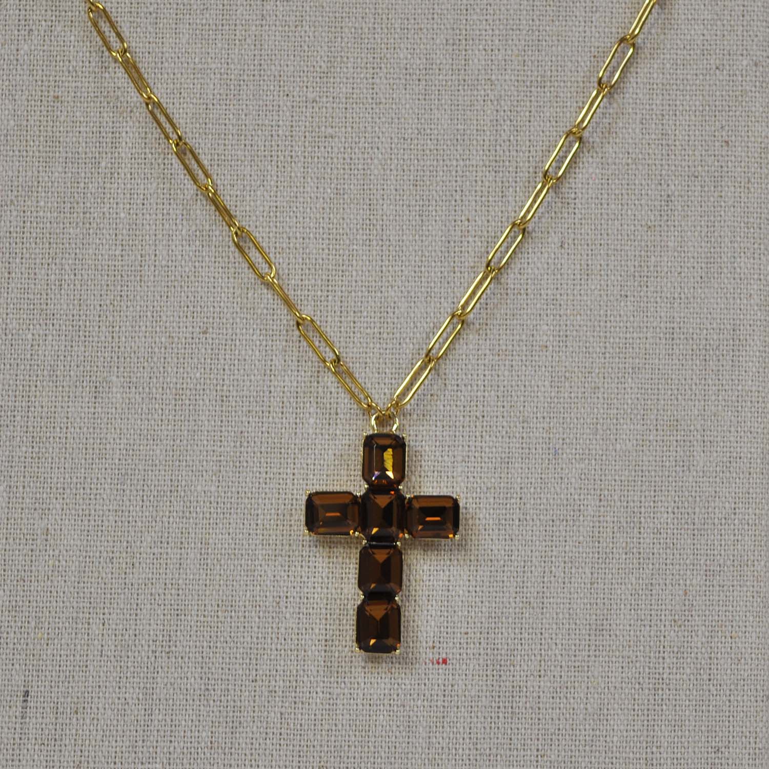 Brown cross necklace