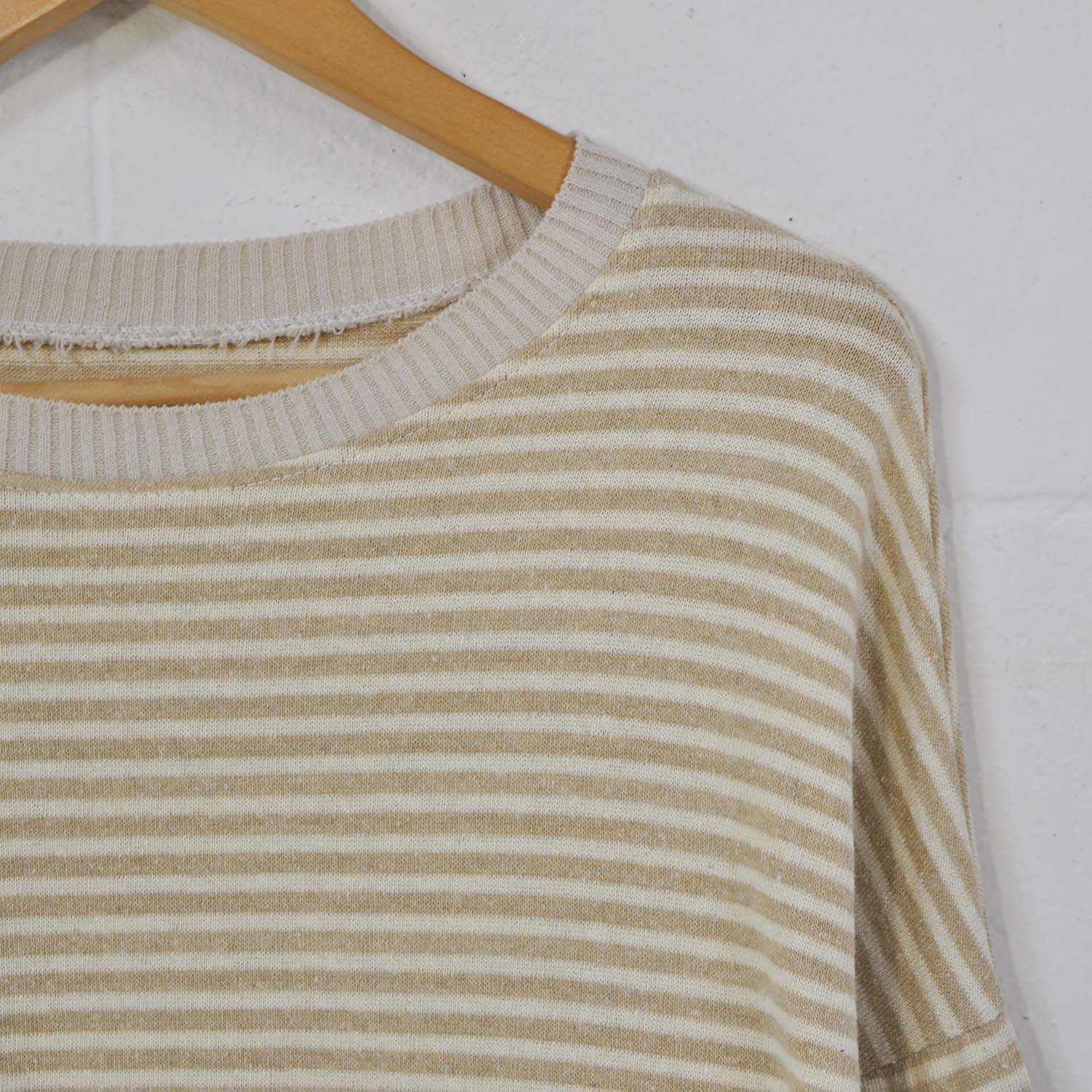 Beige cotton stripes sweater 