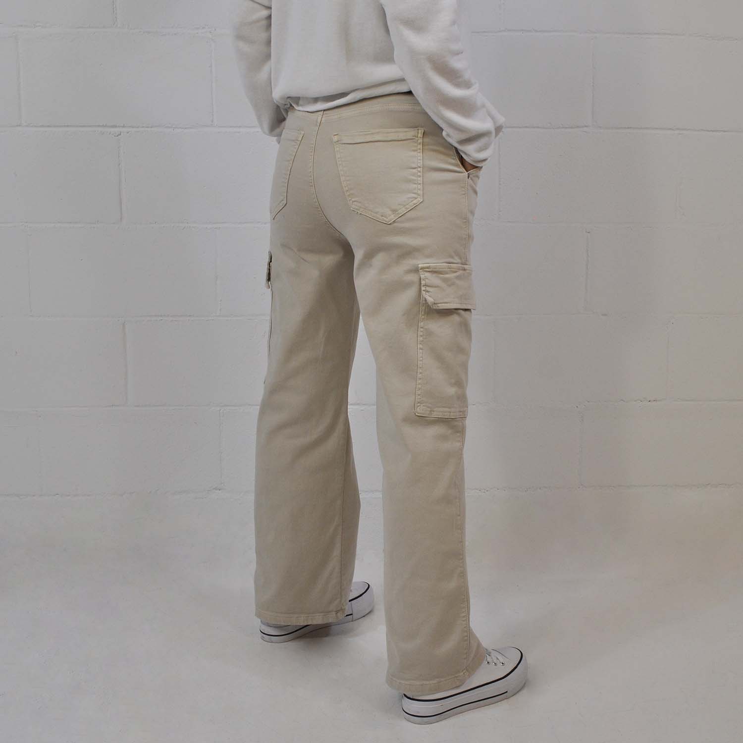 Pantalon cargo droit beige