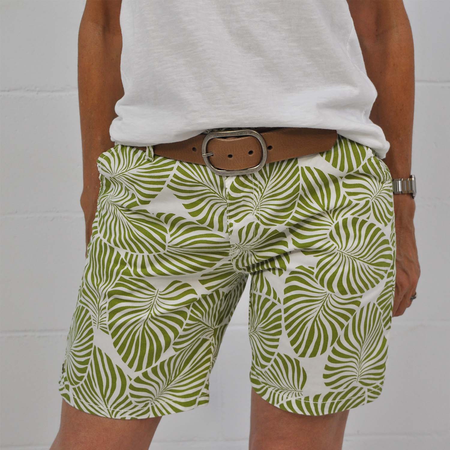 Green printed longline shorts