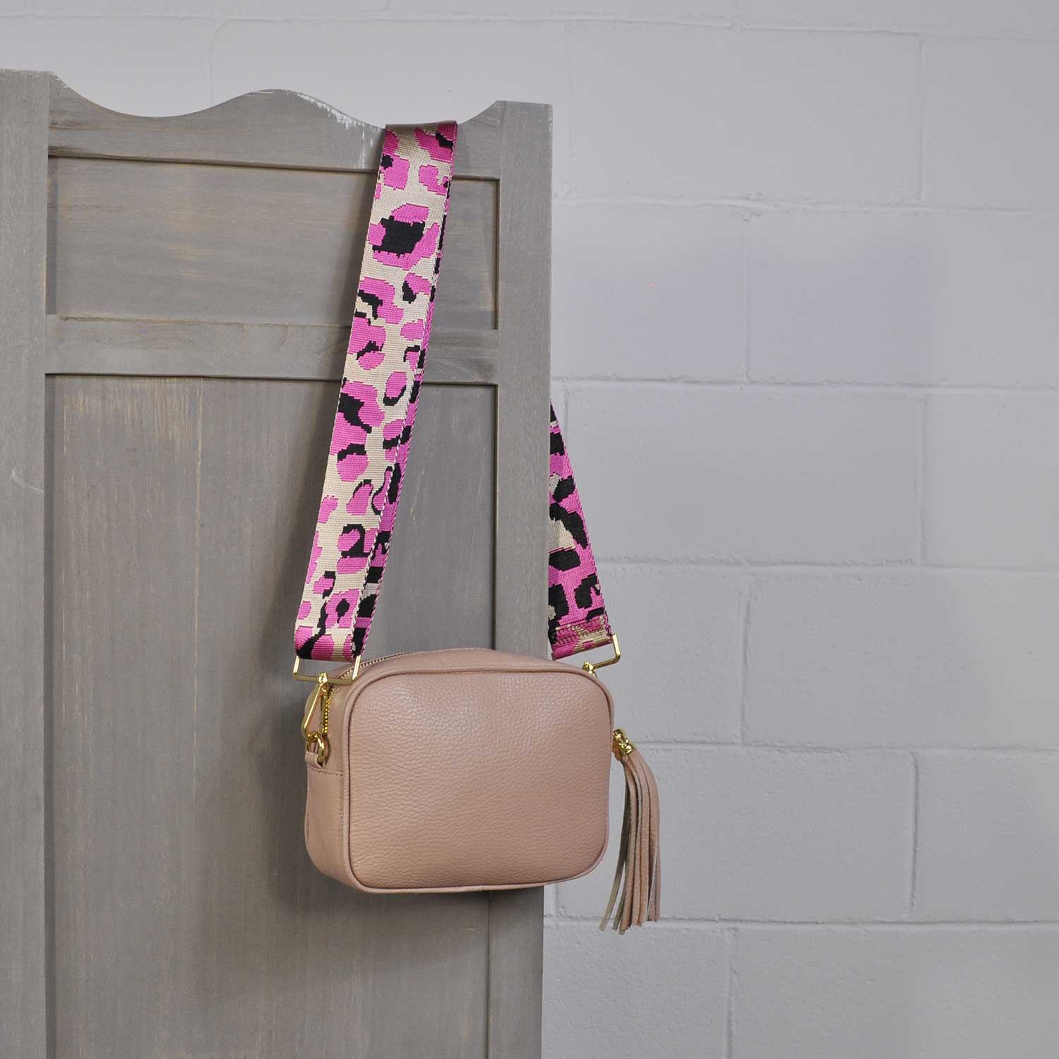 Pink print bag belt