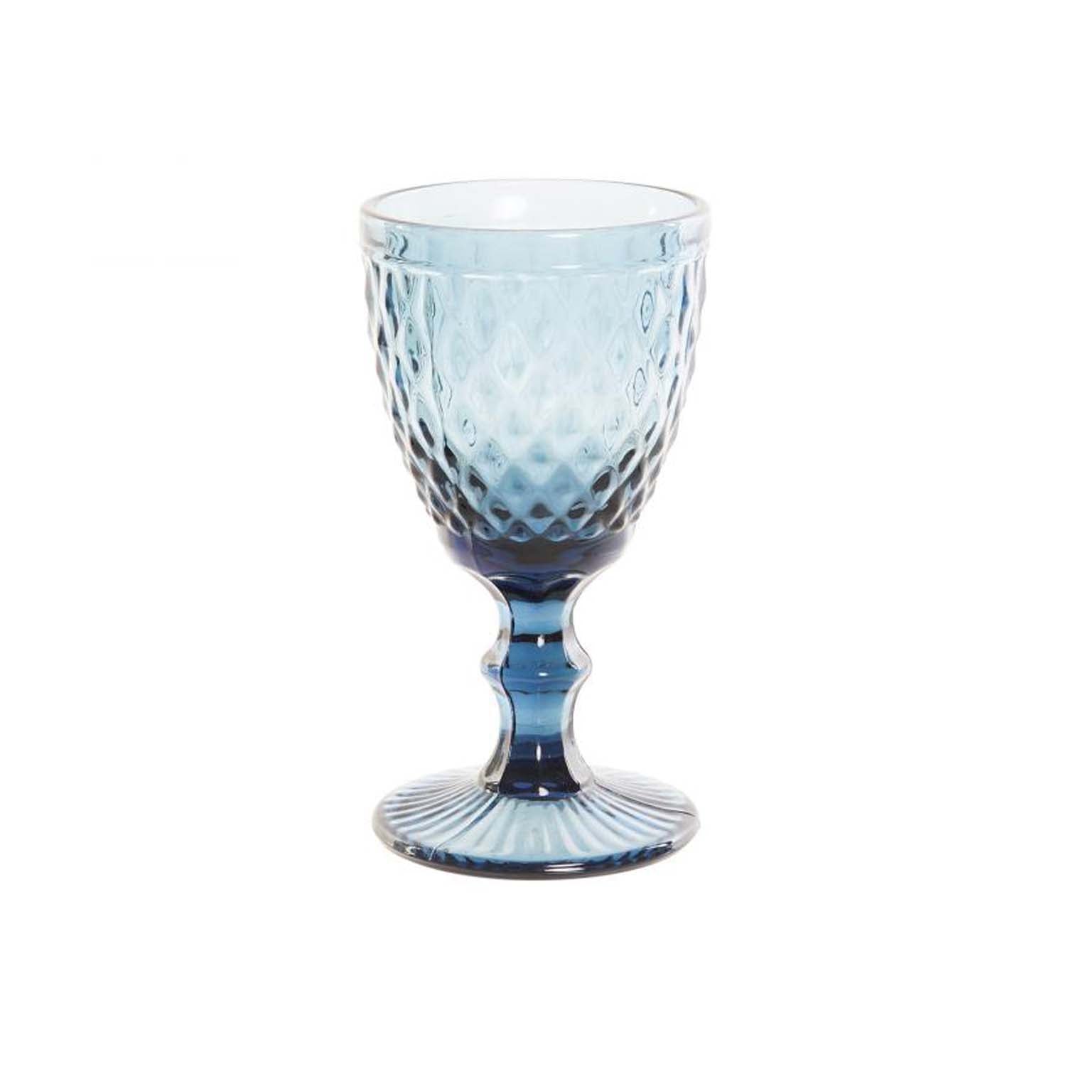 Set of blue embossed crystal cups