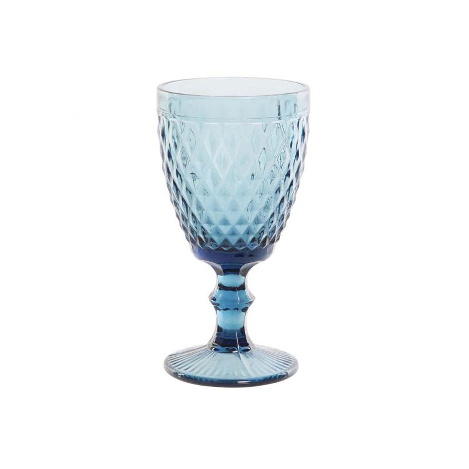 Set of blue embossed big crystal cups