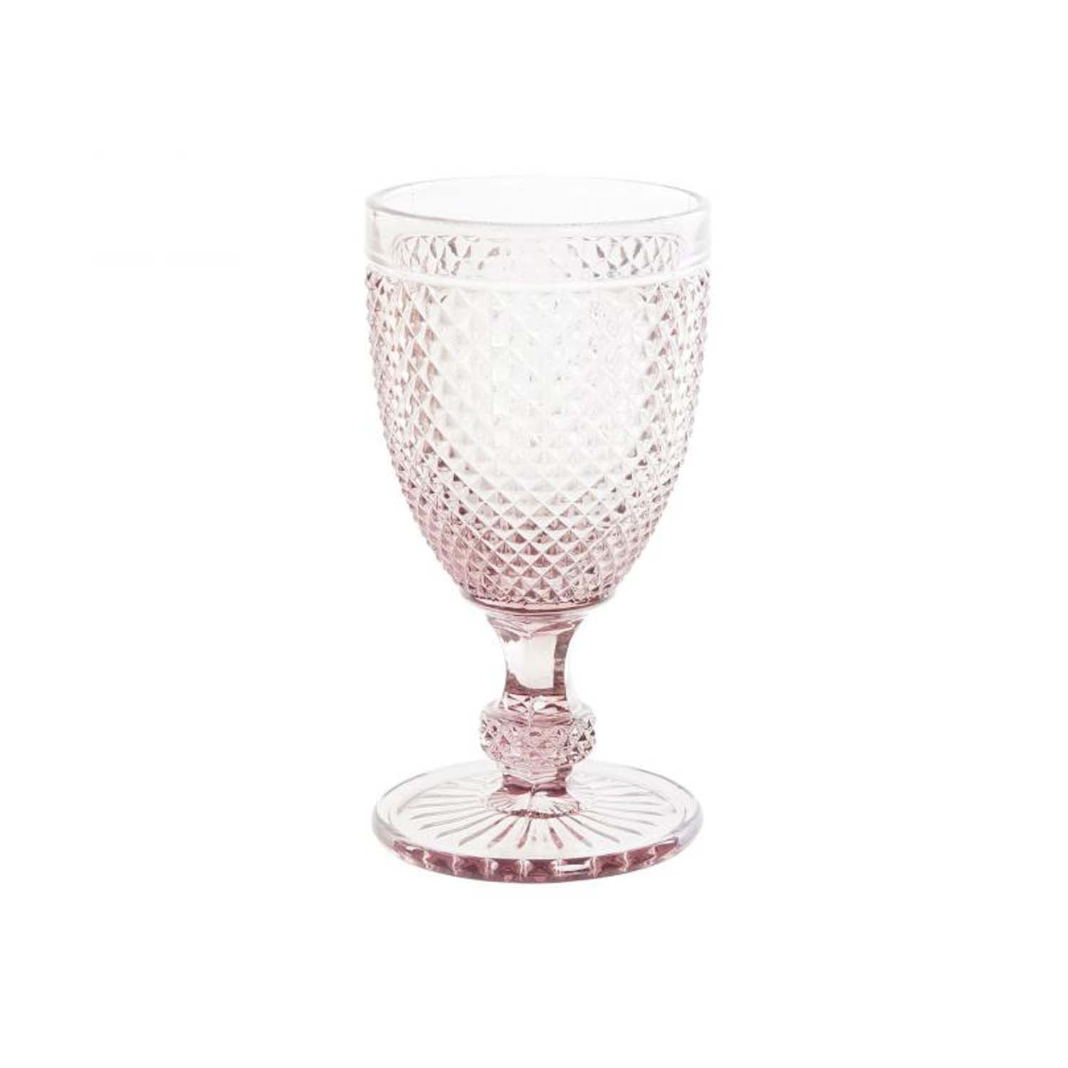 Set of pink embossed crystal cups