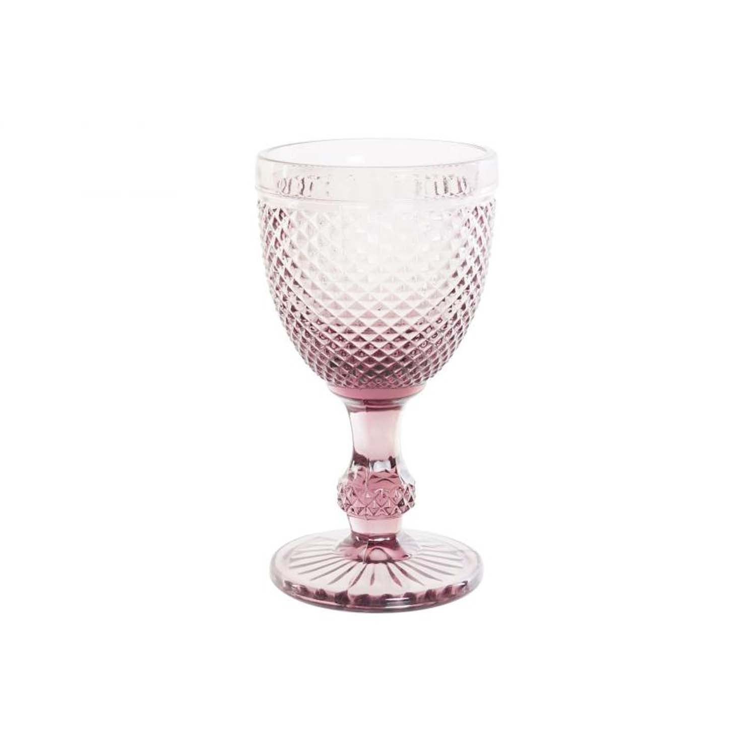 Set of pink embossed big crystal cups